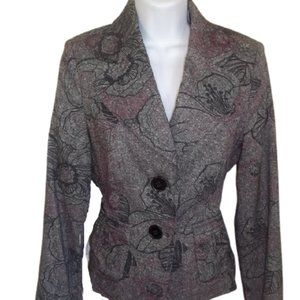 VINTAGE Gray Printed Jacket Blazer Size 36 (6)